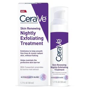 image:imageCeraVe Skin Renewing Nightly Exfoliating Treatment Anti Aging Serum With 5 Blend Of Glycolic Acid amp Lactic Acid Wrinkles amp Dark Spot Corrector For Face Exfoliating Gel 17 Oz17 Fl Oz Pack of 12