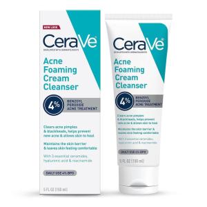 image:imageCeraVe Acne Foaming Cream Cleanser 4 Benzoyl Peroxide Face Wash With Hyaluronic Acid Niacinamide amp Ceramides Gentle Daily Acne Treatment For Face