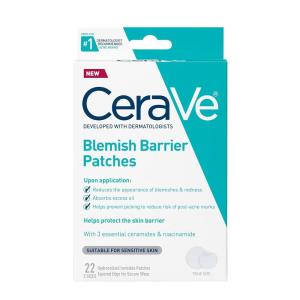 image:imageCeraVe Hydrocolloid Blemish Patches Oil Absorbing Spot Control with Ceramides and Niacinamide AllergyTested amp Suitable For Sensitive Skin UltraThin amp Blends Into All Skin Tones 22ct22 Count Pack of 1
