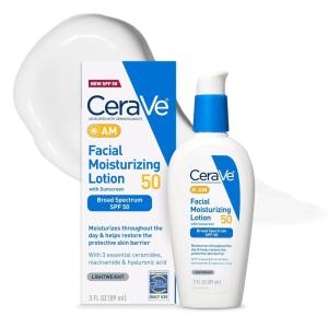 image:imageCeraVe AM Facial Moisturizing Lotion SPF 50 Face Moisturizer with SPF Hyaluronic Acid Niacinamide amp Ceramides NonGreasy Blends Seamlessly With No White Cast Non Comedogenic Sunscreen 3 Oz3 Fl Oz Pack of 1