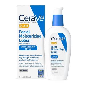 image:imageCeraVe AM Facial Moisturizing Lotion with SPF 30 OilFree Face Moisturizer with SPF Formulated with Hyaluronic Acid Niacinamide amp Ceramides NonComedogenic Broad Spectrum Sunscreen 3 Ounce3 Fl Oz Pack of 2