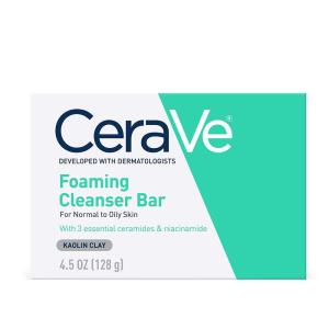 image:imageCeraVe Foaming Cleanser Bar SoapFree Body and Face Cleanser Bar for Oily Skin Fragrance Free 45 Ounce45 Ounce Pack of 1