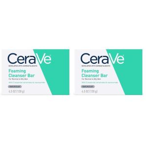 image:imageCeraVe Foaming Cleanser Bar SoapFree Body and Face Cleanser Bar for Oily Skin Fragrance Free 45 Ounce45 Ounce Pack of 2