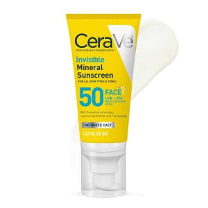 image:imageCeraVe Invisible Mineral Sunscreen SPF 50 Face Sunscreen for Sensitive Skin With Zinc Oxide amp Titanium Dioxide Vitamin E  Niacinamide  Ceramides Oil Free Travel Size 162 oz