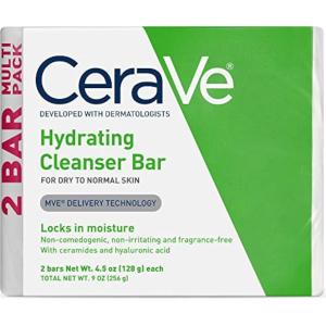 image:imageCeraVe Hydrating Cleanser Bar SoapFree Body and Facial Cleanser with 5 Moisturizing Cream FragranceFree 2Pack 45 Ounce Each45 Ounce Pack of 12
