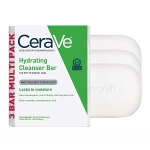 image:imageCeraVe Hydrating Cleanser Bar SoapFree Body and Facial Cleanser with 5 Moisturizing Cream FragranceFree 3Pack 45 Ounce Each45 Ounce Pack of 3