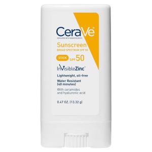 image:imageCeraVe Mineral Sunscreen Stick SPF 50 Broad Spectrum SPF  Hyaluronic Acid  Ceramides Titanium Dioxide amp Zinc Oxide 100 Mineral Face Sunscreen Stick Fragrance Free amp Oil Free047 Ounce Pack of 12